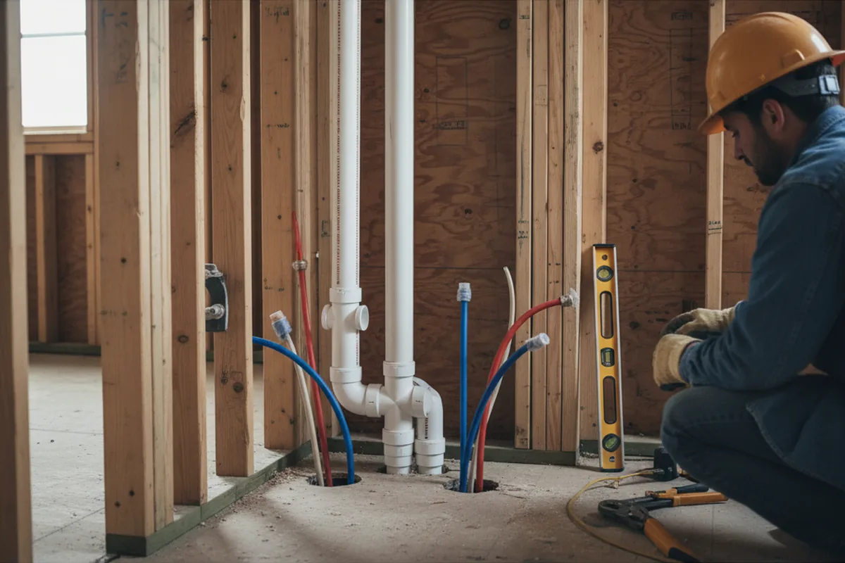 Drain and supply rough-in during Garbage Disposal Repair in Wise