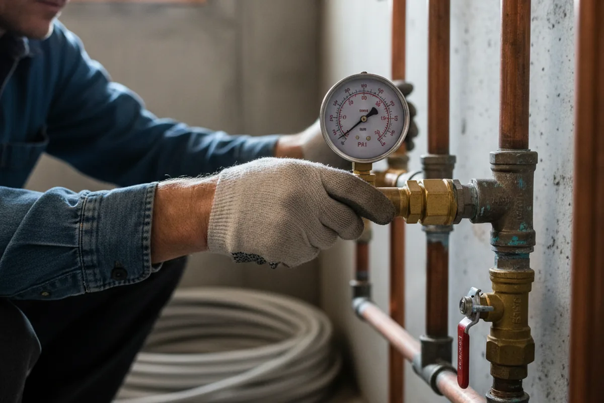 Pressure testing a repaired line during Water Line Repair in Wise